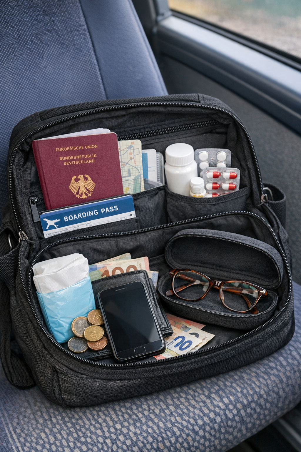 Handgepäck im Reisebus